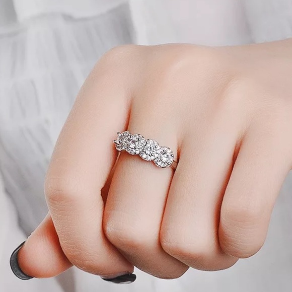 NEW💍925 STERLING SILVER ETERNITY DIAMOND RING - Picture 3 of 7